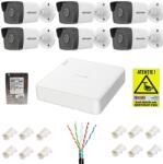 Hikvision Kit supraveghere IP Hikvision 6 camere 2MP IR 30m PoE Lentila 2.8mm, NVR 8 canale 6MP PoE, accesorii montaj, HDD 1TB + Autocolant Rovision SafetyGuard Surveillance