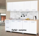  Anikó konyhabútor fehér sonoma 2 MÉLY MEDENCÉS MOSOGATÓTÁLCÁVAL (323101__feher_sonoma_2_mely)
