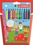 STABILO Filctoll készlet, 0, 7 mm, STABILO Trio A-Z, 12 különböző szín (TST37811203)