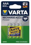 VARTA Akkumulátor mikro VARTA Recharge Accu Power AAA 4x800 mAh (56703101404) - fotoland