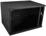 S-Link Rackszekrény - 7U 19" fali kivitel (400x530x400mm, ablakos, Flatpack, Fekete) (34386) - ipkameradiszkont