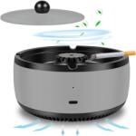 Velixo Elektromos hamutartó Velixo® fedéllel, közvetlen szívás, negatív ionos légtisztító, szagtalanító, cigarettafüst, automatikus kikapcsolás, otthoni, irodai, autós, helyi, USB-kábel mellékelve, szürke (E