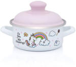 Metalac Cratita Mica cu Capac Metalac Unicorn Capacitate 1L Diametru 14CM Alb/Roz (374566)