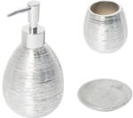 Frandis Set dozator săpun lichid, săpunieră și pahar ceramică argintiu (S-196554-55-56)