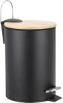 Frandis Coș de gunoi cu pedală 3 L, cu închidere lentă, metal-bambus, negru (P354362) Cos de gunoi