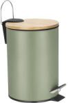 Frandis Coș de gunoi cu pedală 3 L, cu închidere lentă, metal-bambus, verde (P354363) Cos de gunoi