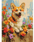 Ideyka Ideyka: Festés Számok Szerint, Corgi A Virágok Közt - 30 x 40 Cm