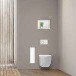 BALNEO Wall Box L falba süllyeszthető Inox WC kefe tároló doboz push-open nyitással, balos/ fehér üveg B0401070505-02 (B0401070505-02)
