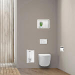 BALNEO Wall Box S falba süllyeszthető Inox WC kefe tároló doboz push-open nyitással, balos/ fehér üveg B0401070504-01 (B0401070504-01)