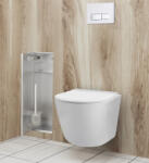 BALNEO Wall Box L falba süllyeszthető Inox WC kefe tároló doboz push-open nyitással, balos/csempézhető B0401060105-02 (B0401060105-02)