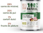 Fresh Farm Coarse pate, cu mistret, cartofi dulci, fructe de padure si amestec de ierburi, hrana umeda pentru caini, fara cereale, 400 gr