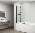 SAPHO POLYSAN ROTA BLACK behajtható kádparaván, 900mm, transzparent üveg, matt fekete profil (FB900) (FB900)