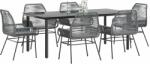 vidaXL 7 részes szürke polyrattan üveg kerti étkezőgarnitúra párnával (3334581)