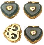  Charm din Jad Natural - Argint 925 Aurit - 11x12x6 mm - Energie Divina si Armonizare Interioara - 1 Buc