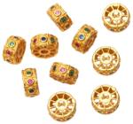  Charm din Turmalina Mixta - Argint 925 Aurit - 7x7x3.5 mm - Piatra Armoniei si Protectiei - 1 Buc