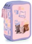 KARTON P+P Penar cu trei compartimente pentru fete, fără accesorii, cu pisicuțe - roz, PREMIUM LIGHT PETS - Oxybag Penar
