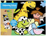 AVENIR Plansa gigantica de colorat cu catifea si autocolante - Familia dinozaurilor
