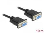 Delock Sub D9-es, null modemű, RS-232 soros kábel, anya-anya, 10 m (DL86604) (DL86604)