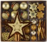 Kring karácsonyfadísz készlet, különböző formájú és méretű, réz, 52 db (EG01-PE52-Copper)