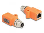 Delock M12 A-kódolt adapter 8 tűs anya - RJ45 anya Cat. 5e narancs (60618)