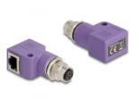 Delock M12 D-kódolt adapter 4 tűs anya - RJ45 anya Cat. 5e lila (60680) (60680)