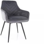 SIGNAL MEBLE Servio Velvet Forgó Étkezőszék Szürke Bársony Fekete Fém Lábakkal (SIG-SERVIOVCSZ) - pepita