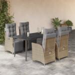 vidaXL 5 részes vegyes bézs polyrattan kerti étkezőgarnitúra párnákkal (3213451)