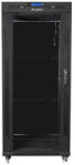Lanberg FF01-8027-12BL 19" 27U SZÉL: 800mm MÉLY: 1000mm MAG: 1431mm lapraszerelt LCD üvegajtós fekete rack szekrény