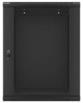 Lanberg WF01-6615-10B 19" 15U SZÉL: 600mm MÉLY: 600mm MAG: 774mm lapraszerelt üvegajtós fekete fali rack szekrény - ipkameradiszkont