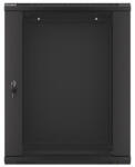 Lanberg WF01-6415-10B 19" 15U SZÉL: 600mm MÉLY: 450mm MAG: 774mm lapraszerelt üvegajtós fekete fali rack szekrény - ipkameradiszkont