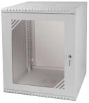 Stalflex RC19-12U-600GG 19" 12U 600 mm mély lapraszerelt szürke üvegajtós fali rack szekrény - ipkameradiszkont