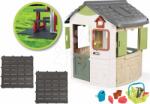 Smoby Set căsuță ecologică cu sonerie și sunete Life Jura Lodge Smoby extensibilă cu hrănitoare și mașină de tuns iarba cu stropitoare (SM810504-6) Casuta pentru copii