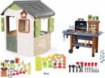 Smoby Set căsuță și grătar pentru grădină cu apă curentă Life Jura Lodge Smoby extensibilă cu hrănitoare și alimente cu vase (SM810504-11) Casuta pentru copii