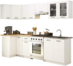 AKORD Oliwia 3M Sarok Konyhabútor Szett Üvegvitrines Fehér (AKO-SKZOLIDWITBIAN)