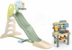 Smoby Csúszda vízsugárral és kerti munkaasztal Toboggan XL Slide Life Smoby 230 cm csúszófelület vízes játékkal és kosárlabda palánkkal (SM810254-J)