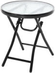 Outsunny Kerek kerti asztal, acél. üveglappal, fekete Ø45cm (84B-590)