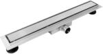 BALNEO Sifon de pardoseală liniar cu două fețe Balneo Duplex Next Inox 80 cm, fabricat din oțel inoxidabil periat, cu sifon jos și separator de sedimente adânc (Duplex80N)
