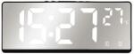 Andowl dekoratív óra, LCD digitális kijelző, 12/24 óra, ébresztő, hőmérő, 17, 4x6, 8x2, 3 cm, ezüst - fehér (DR64_RD-A315-alb)
