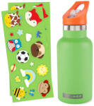 Skip Hop Fľaša s nálepkami so slamkovým náustkom nerezová zelená 380 ml, 4r+ (9R127010)