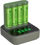 GP Batteries Töltőállomás, GP akkumulátorok, töltési szintjelző, kompatibilis AAA/AA, 4 db AA elem, NiMh, 2100 mAh, USB kábel (GPPBB4D25GS210-C4-RCK-PGB1)