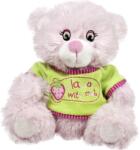 Amek Toys Jucărie de pluș Amek Toys - Ursuleț de pluș roz cu tricou, 23 cm (10134)