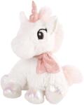Amek Toys Jucărie de pluș Amek Toys - Unicorn așezat cu eșarfă roz, alb, 25 cm (10835)