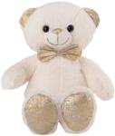 Amek Toys Jucărie de pluș Amek Toys - Ursuleț de pluș cu papion auriu, alb, 35 cm (030108-1)