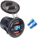  Beépíthető USB aljzat dual QC 3.0 kék