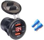  Beépíthető USB aljzat dual QC 3.0 piros