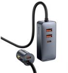 Baseus szivargyújtó adapter (elosztó, 2 USB+2 Type-C aljzat, 24V, 120W, PD gyorstöltő, 150cm) SÖTÉTSZÜRKE CCBT-A0G (CCBT-A0G)