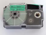 Compatibil Banda compatibila Casio XR-24GN1, 24mm x 8m, text negru / fundal verde (XR24GN)