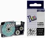 Compatibil Banda compatibila Casio XR-9X1, 9mm x 8m text negru / fundal transparent (XR9X)