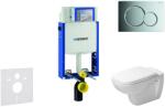 Geberit Kombifix - Modul fali WC-hez nyomógombbal Sigma01, fényes króm + Duravit D-Code - WC és ülőke, perem nélküli, SoftClose 110.302. 00.5 NH2 (110.302.00.5 NH2)