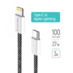 ColorWay USB Type-C - Lightning szőtt borítású adat- és töltőkábel 1m fekete (CW-CBPDCL061-BK)